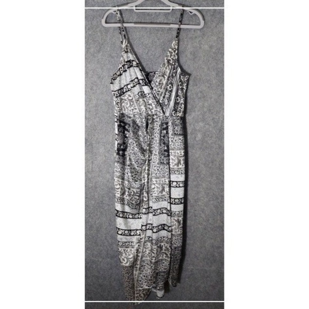 Zara Midi Dress Women L Satin Handkerchief Hem Abstract Slip Evening Cocktail